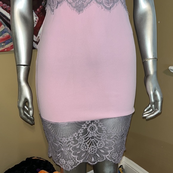 MadRag hand dyed lace bustier body con pink purple dress medium sheer cupped bra - Picture 3 of 12
